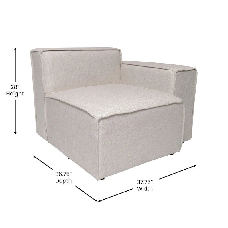 Canapé d'angle modulaire contemporain avec fauteuil droit et accoudoir