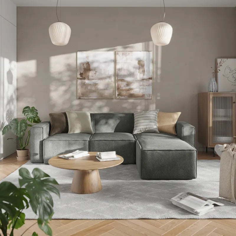 Canapé d'angle modulaire contemporain avec fauteuil droit et accoudoir