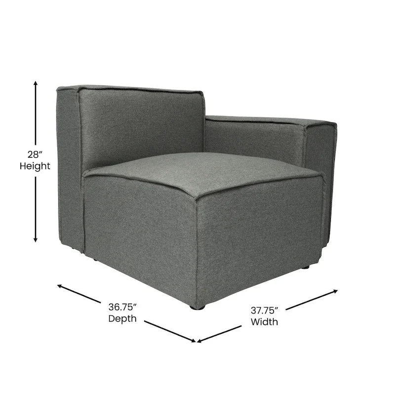 Canapé d'angle modulaire contemporain avec fauteuil droit et accoudoir