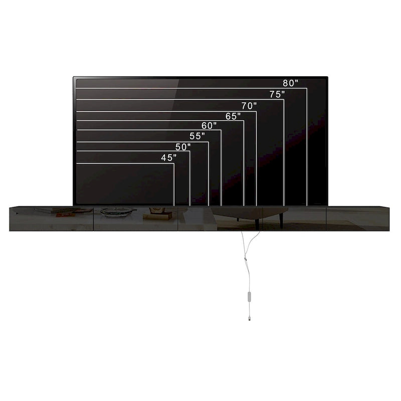Meuble TV flottant LED, meuble multimédia pour la maison et le bureau (2 pièces)