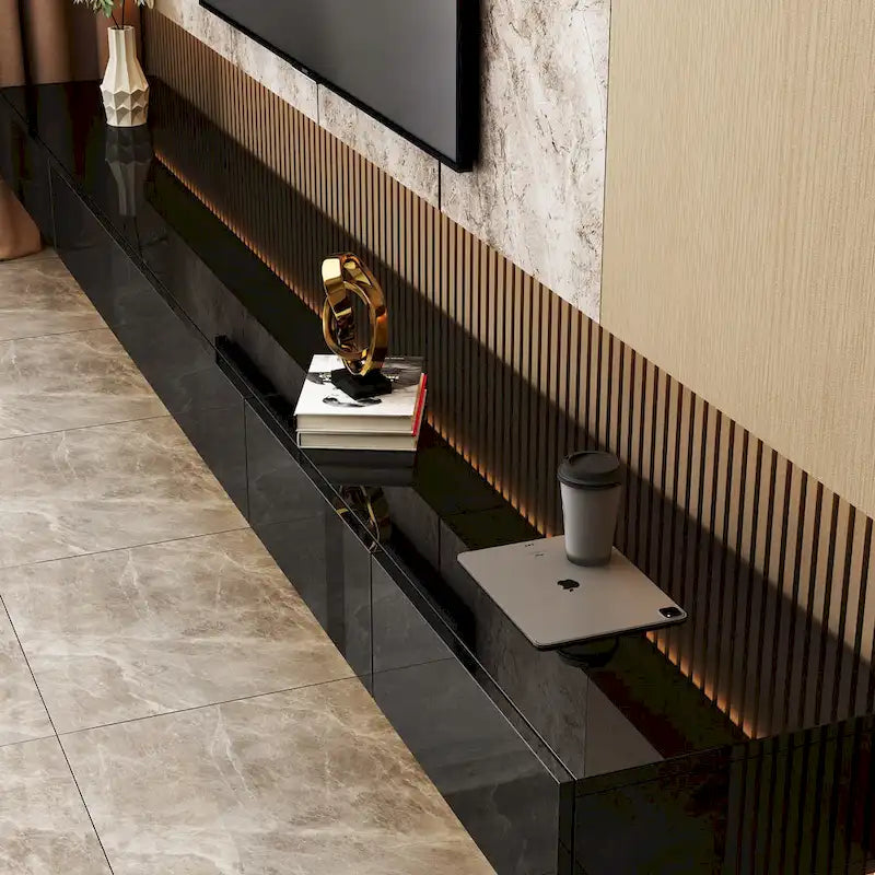 Meuble TV flottant LED, meuble multimédia pour la maison et le bureau (2 pièces)