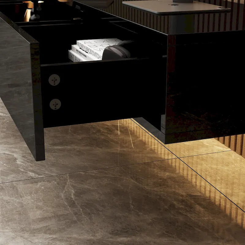 Meuble TV flottant LED, meuble multimédia pour la maison et le bureau (2 pièces)