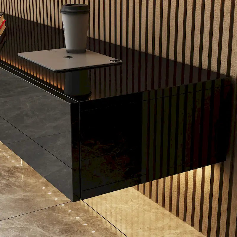 Meuble TV flottant LED, meuble multimédia pour la maison et le bureau (2 pièces)