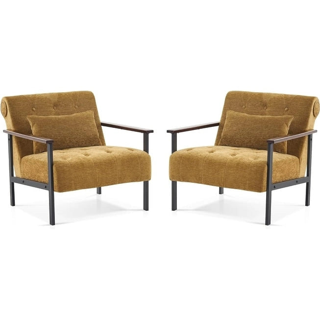 MCombo set of 2 Modern Accent, Ergonomics Lounge Chair for Living Room, Chenille, HQ417