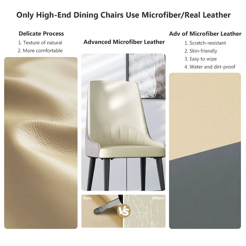 Ensemble de 2 chaises de salle à manger contemporaines en cuir - 45,7 x 50 x 82 cm