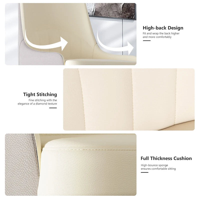 Ensemble de 2 chaises de salle à manger contemporaines en cuir - 45,7 x 50 x 82 cm