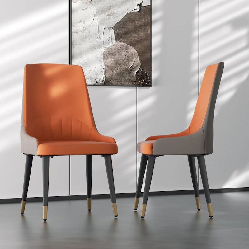 Ensemble de 2 chaises de salle à manger contemporaines en cuir - 45,7 x 50 x 82 cm