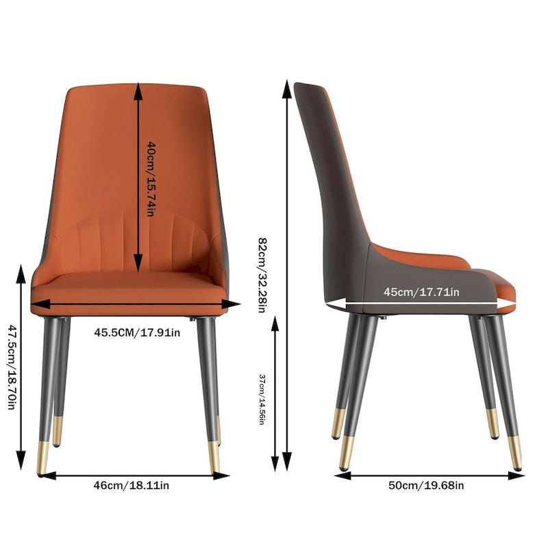 Ensemble de 2 chaises de salle à manger contemporaines en cuir - 45,7 x 50 x 82 cm