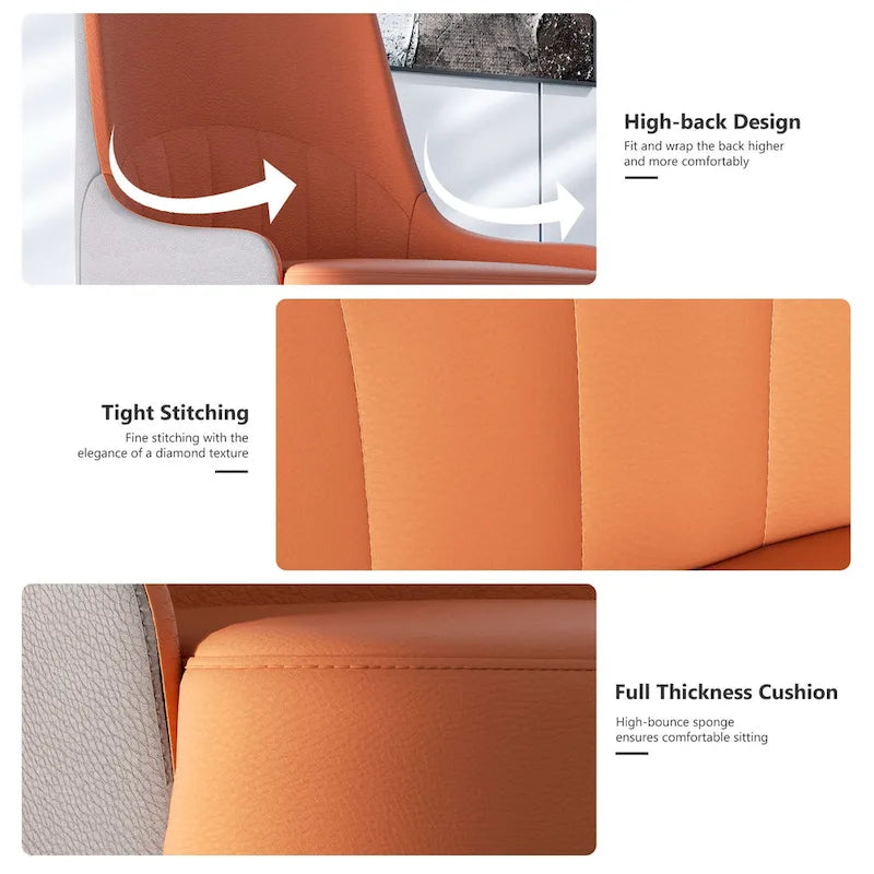 Ensemble de 2 chaises de salle à manger contemporaines en cuir - 45,7 x 50 x 82 cm