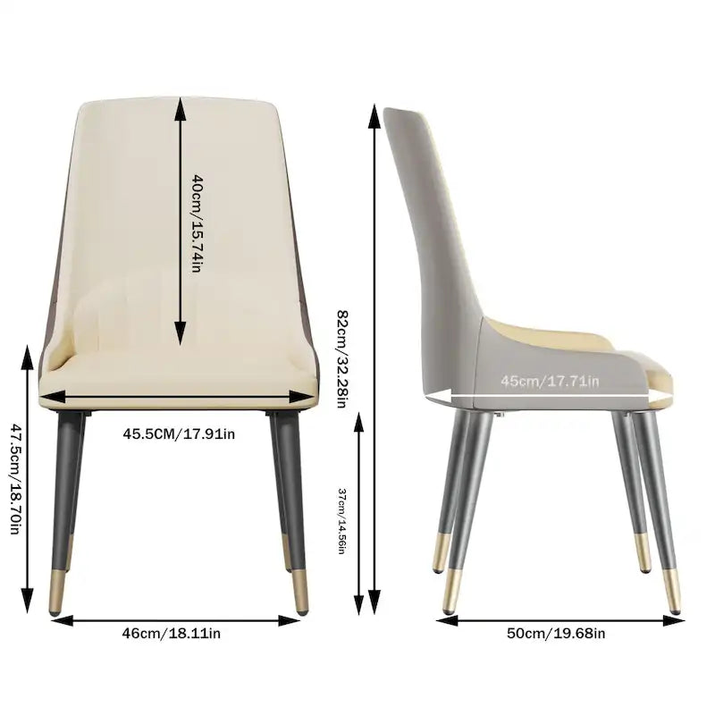 Ensemble de 2 chaises de salle à manger contemporaines en cuir - 45,7 x 50 x 82 cm