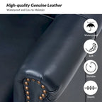 Fauteuil Gerhard en cuir véritable avec garnitures cloutées et coussin amovible (lot de 2) par HULALA HOME