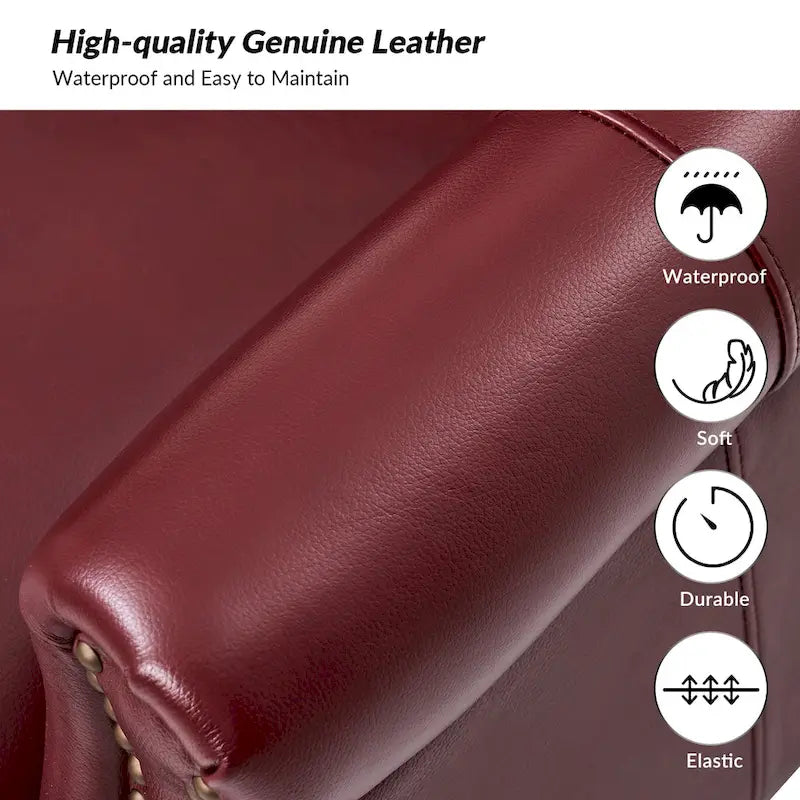 Fauteuil Gerhard en cuir véritable avec garnitures cloutées et coussin amovible (lot de 2) par HULALA HOME