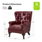 Fauteuil Gerhard en cuir véritable avec garnitures cloutées et coussin amovible (lot de 2) par HULALA HOME