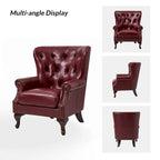 Fauteuil Gerhard en cuir véritable avec garnitures cloutées et coussin amovible (lot de 2) par HULALA HOME