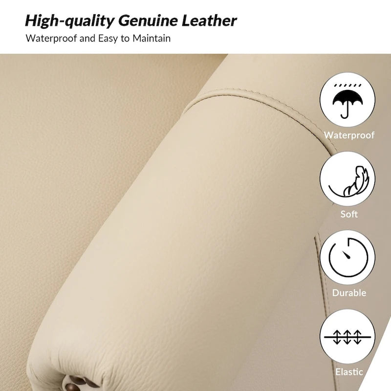 Fauteuil Gerhard en cuir véritable avec garnitures cloutées et coussin amovible (lot de 2) par HULALA HOME