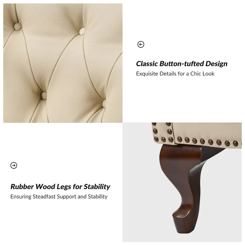 Fauteuil Gerhard en cuir véritable avec garnitures cloutées et coussin amovible (lot de 2) par HULALA HOME