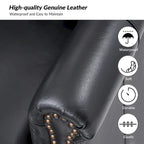 Fauteuil Gerhard en cuir véritable avec garnitures cloutées et coussin amovible (lot de 2) par HULALA HOME