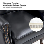 Fauteuil Gerhard en cuir véritable avec garnitures cloutées et coussin amovible (lot de 2) par HULALA HOME