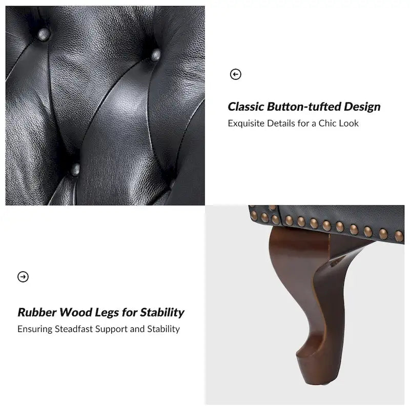 Fauteuil Gerhard en cuir véritable avec garnitures cloutées et coussin amovible (lot de 2) par HULALA HOME