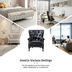 Fauteuil Gerhard en cuir véritable avec garnitures cloutées et coussin amovible (lot de 2) par HULALA HOME