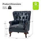 Fauteuil Gerhard en cuir véritable avec garnitures cloutées et coussin amovible (lot de 2) par HULALA HOME