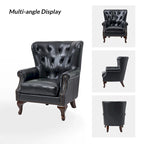 Fauteuil Gerhard en cuir véritable avec garnitures cloutées et coussin amovible (lot de 2) par HULALA HOME