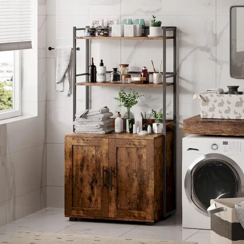 Bac à litière pour chat 2 en 1 avec 3 étagères et porte