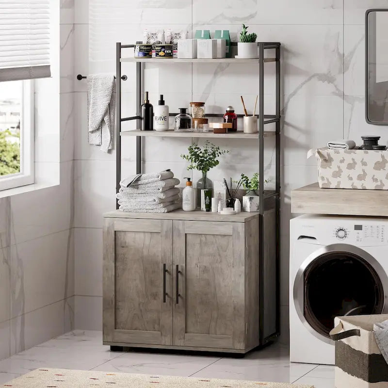 Bac à litière pour chat 2 en 1 avec 3 étagères et porte