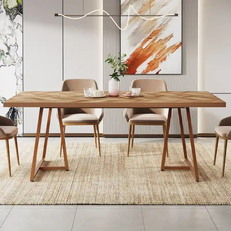 Table de salle à manger de style campagnard pour 6 à 8 personnes, table de cuisine rectangulaire en bois, table de salle à manger industrielle