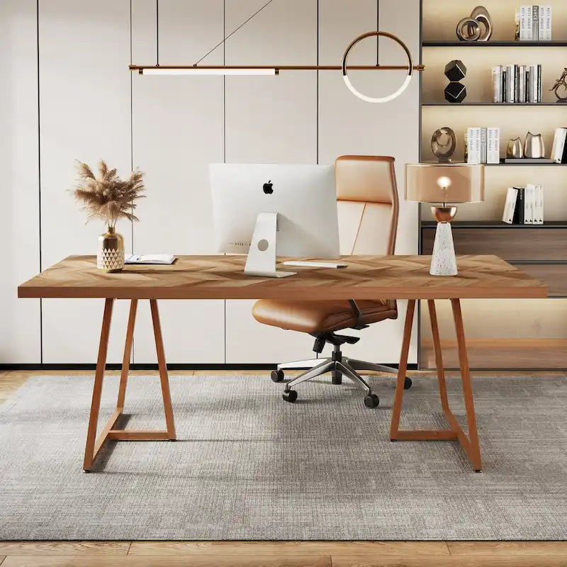 Table de salle à manger de style campagnard pour 6 à 8 personnes, table de cuisine rectangulaire en bois, table de salle à manger industrielle