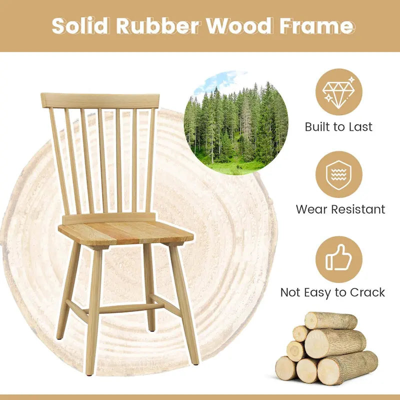 Ensemble de 2 chaises de salle à manger Costway Windsor sans accoudoirs, dossier à fuseaux, couleur unie - Voir les détails