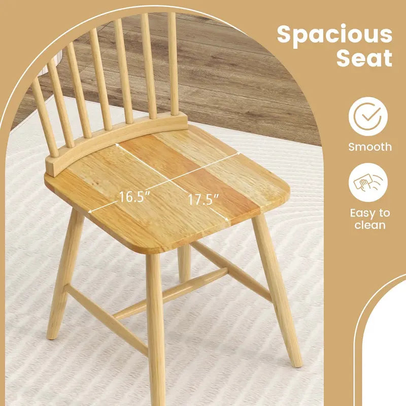 Ensemble de 2 chaises de salle à manger Costway Windsor sans accoudoirs, dossier à fuseaux, couleur unie - Voir les détails