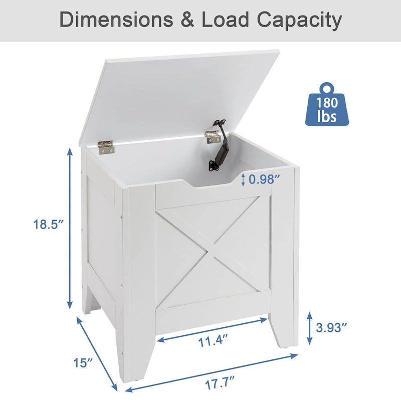 Banc de rangement VECELO, coffre en bois avec tapis en osier et charnières de sécurité, banc à chaussures d'entrée, coffre de rangement style industriel