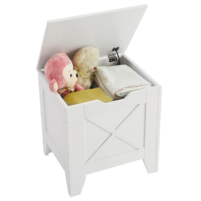 Banc de rangement VECELO, coffre en bois avec tapis en osier et charnières de sécurité, banc à chaussures d'entrée, coffre de rangement style industriel