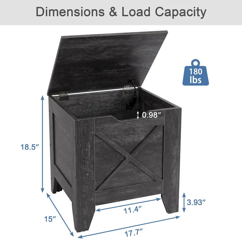 Banc de rangement VECELO, coffre en bois avec tapis en osier et charnières de sécurité, banc à chaussures d'entrée, coffre de rangement style industriel