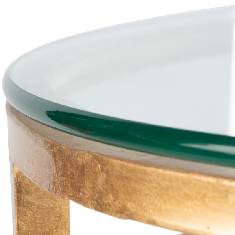 Table d'appoint ronde SAFAVIEH Couture Venie en verre doré antique - 68,5 cm L x 68,5 cm P x 58,5 cm H