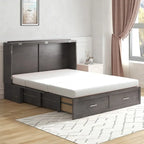 Lit escamotable Mixoy moderne avec matelas, tiroir de rangement et station de charge