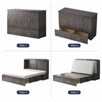 Lit escamotable Mixoy moderne avec matelas, tiroir de rangement et station de charge