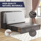 Lit escamotable Mixoy moderne avec matelas, tiroir de rangement et station de charge