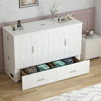 Lit escamotable Mixoy moderne avec matelas, tiroir de rangement et station de charge