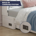 Lit escamotable Mixoy moderne avec matelas, tiroir de rangement et station de charge