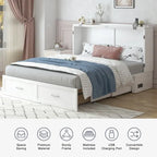 Lit escamotable Mixoy moderne avec matelas, tiroir de rangement et station de charge