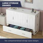 Lit escamotable Mixoy moderne avec matelas, tiroir de rangement et station de charge