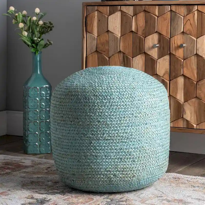 Pouf ottoman Nuloom Bristol en jute tressé solide