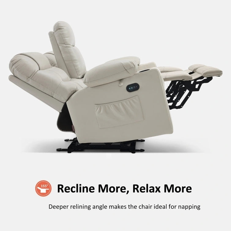 Canapé inclinable électrique MCombo avec console, fonction chauffante et vibrante, ports USB et porte-gobelets PR624