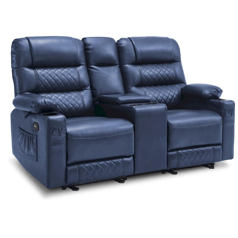 Canapé inclinable électrique MCombo avec console, fonction chauffante et vibrante, ports USB et porte-gobelets PR624