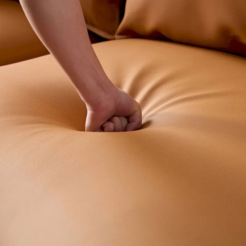 Canapé d'angle en cuir en forme de L avec méridienne, grand canapé de luxe pour salon