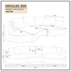 Canapé d'angle en cuir en forme de L avec méridienne, grand canapé de luxe pour salon