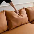 Canapé d'angle en cuir en forme de L avec méridienne, grand canapé de luxe pour salon