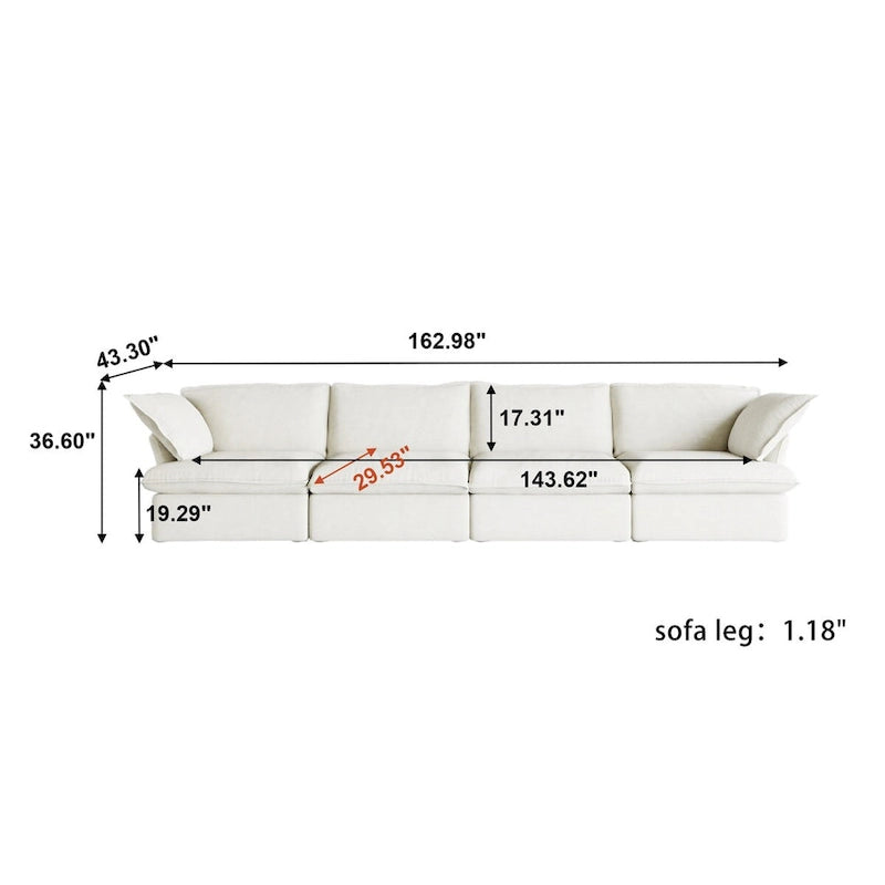 Canapé d'angle moderne et confortable style nuage, canapés minimalistes à garnissage en duvet, housses de coussin amovibles